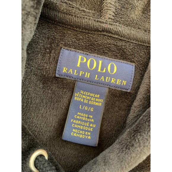 Polo Ralph Lauren Plush Hoodie Mens L Velour Long Sleeve Relaxed Lounge Sleep - Picture 6 of 7